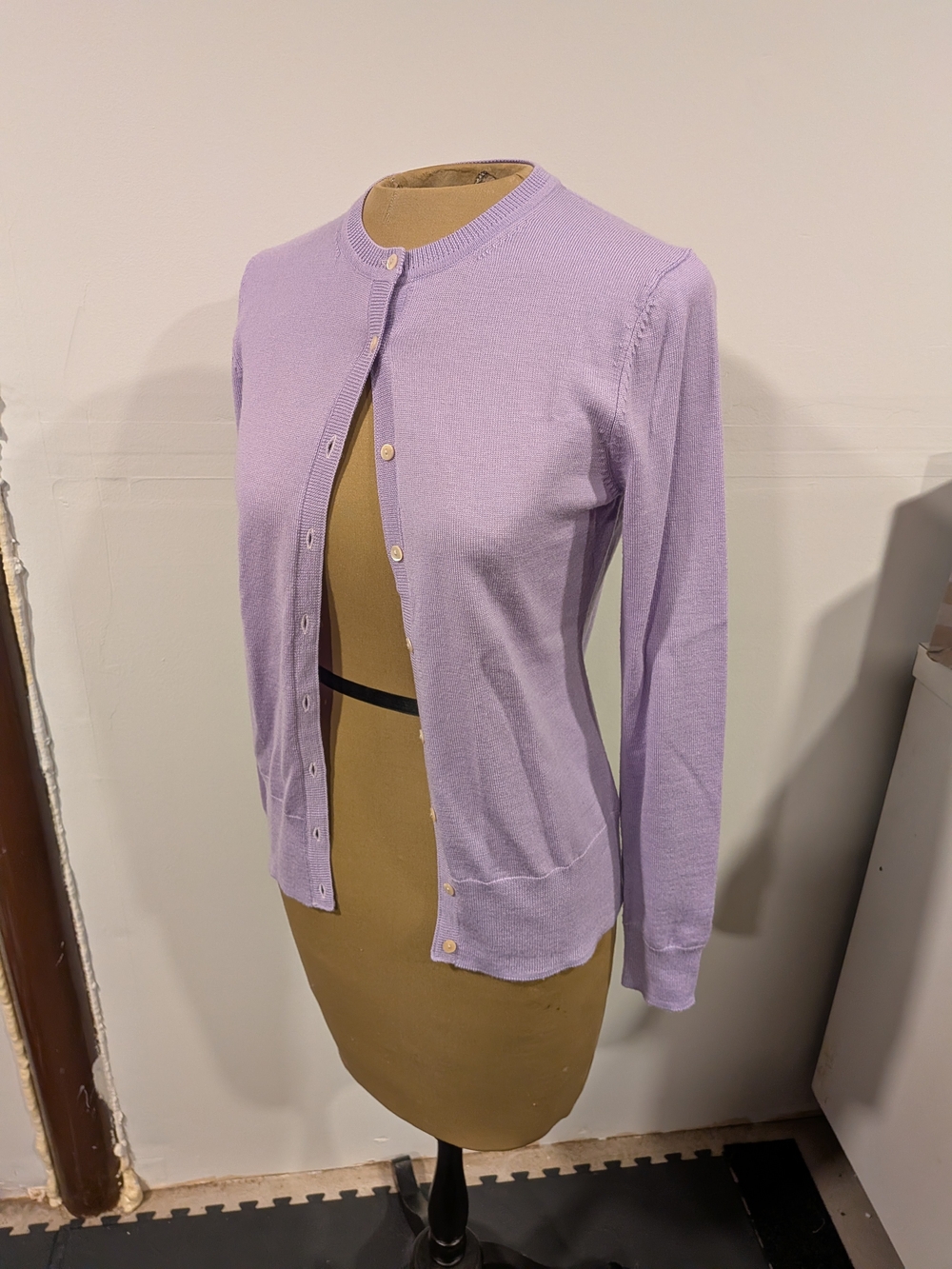Brooks Brothers Merino Wool Lilac Button-Front Women's Cardigan